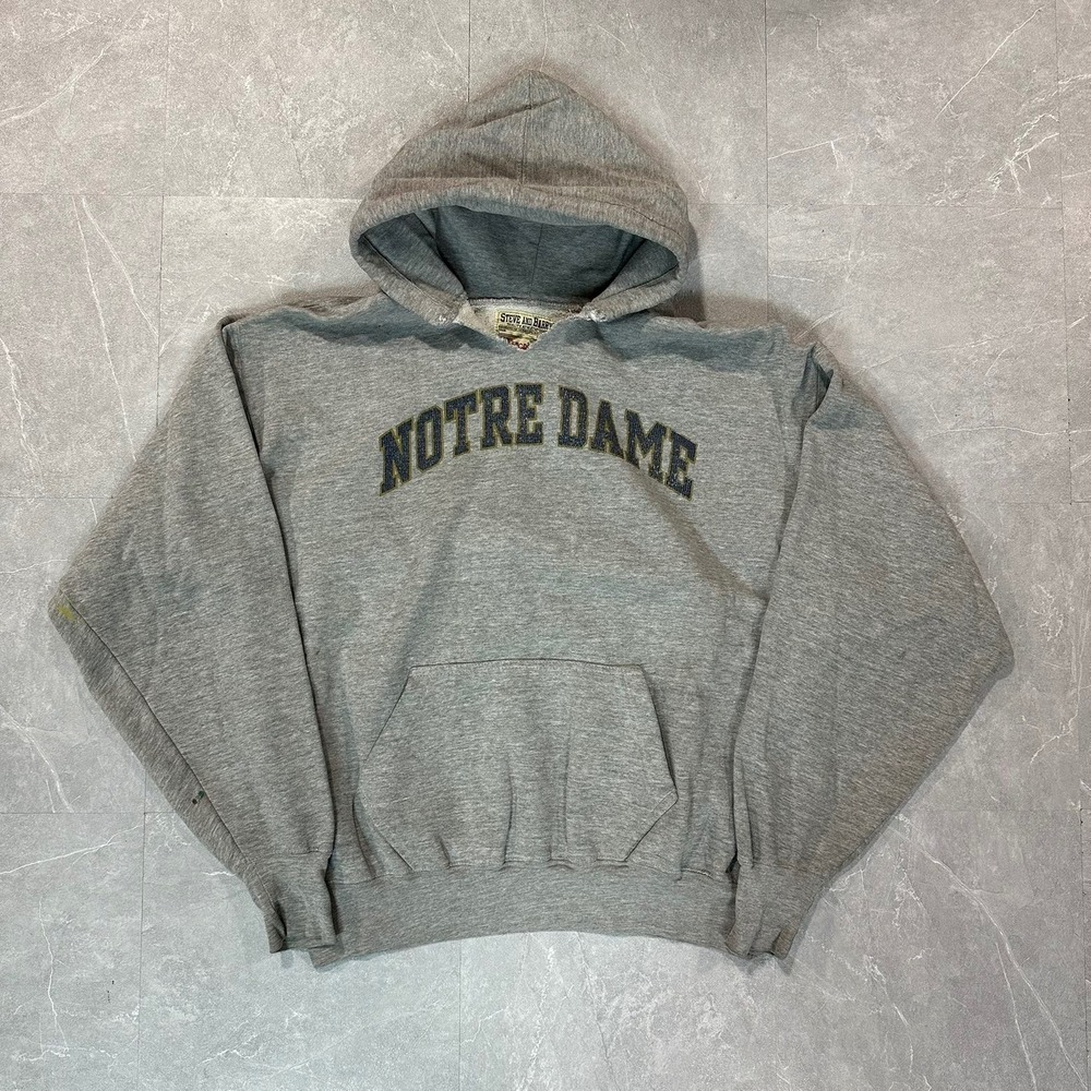 Steve and Barrys Notre Dame Hoodie Mens Large Gray Fighting Irish Sweatshirt